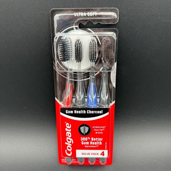 Colgate Gum Health Charcoal Ultra Soft Toothbrush Value 2 Pack 4 Ct Per Pack - Picture 2 of 3